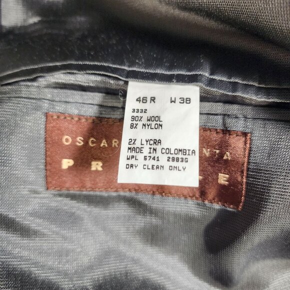 Oscar De La Renta Stretch Wool Blazer Mens 46R Navy Blue Suit‎ Jacket Sport Coat - Picture 10 of 12